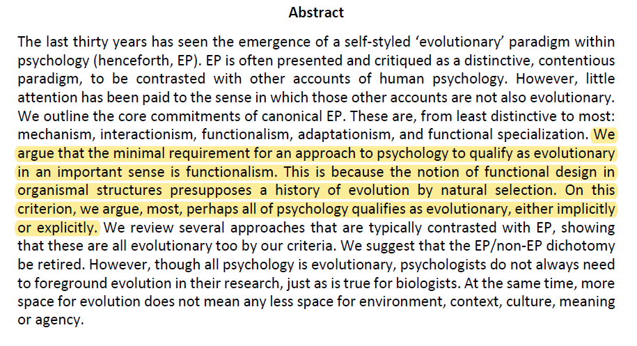 Est-ce encore possible de faire de la psychologie NON évolutionnaire ?